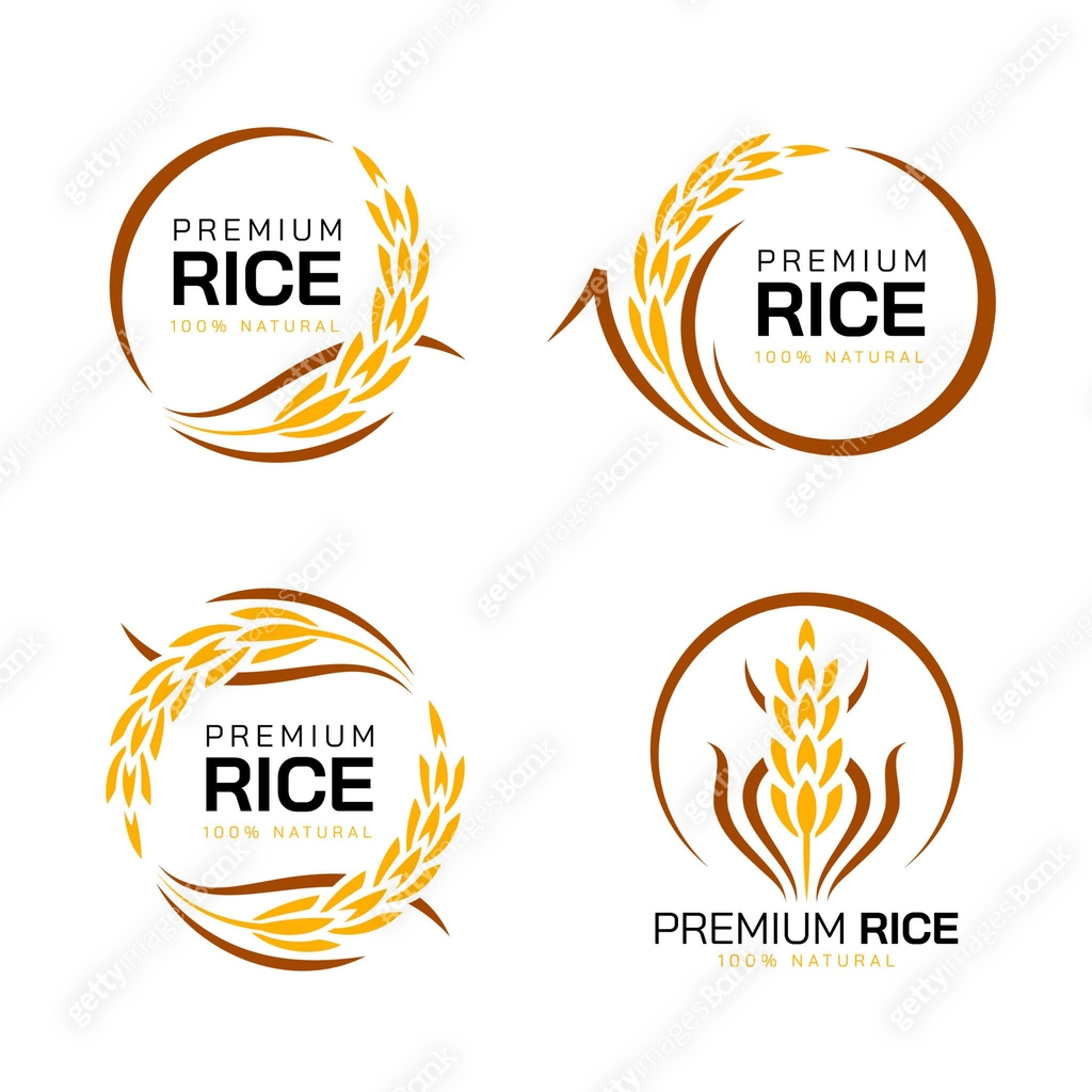 Breeding Rice Logo Premium rice logo - yellow brown paddy rice with circle style ...