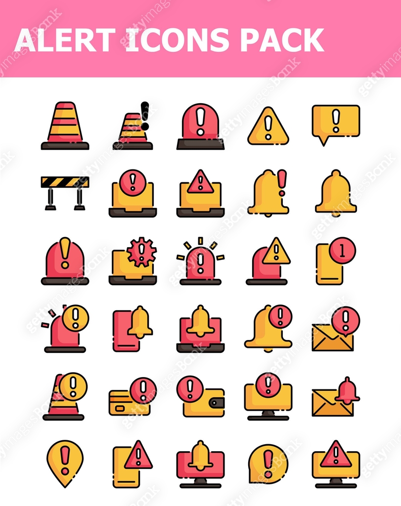 set of 30 alert, warning icons pack 이미지 (1320885219) 일러스트, 무료 일러스트, 아이콘 ...