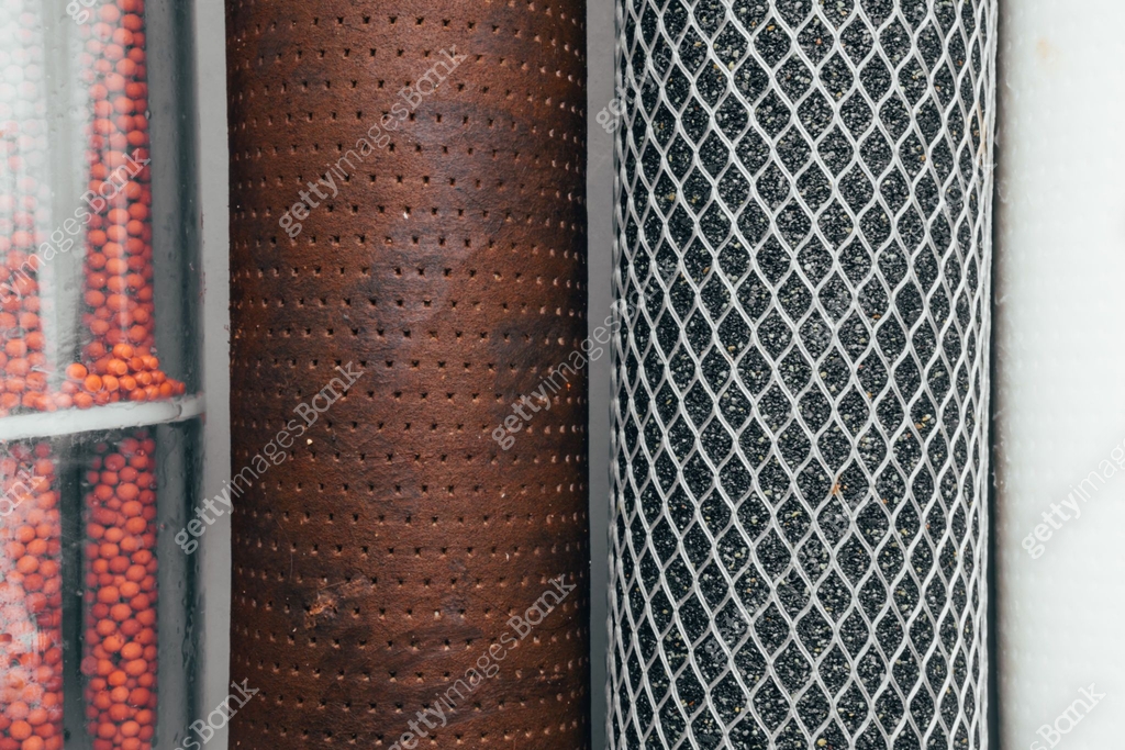 Water filter cartridge white new and used with rusty, reverse osmosis ...