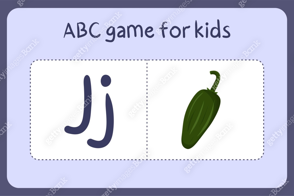 Kid alphabet mini games in cartoon style with letter J - jalapeno ...