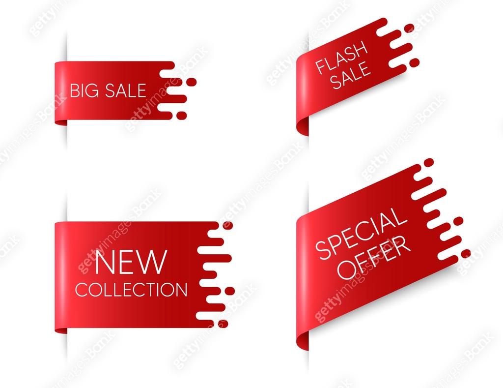 New ribbon banners. Big flash sale red sticker with transition pattern ...