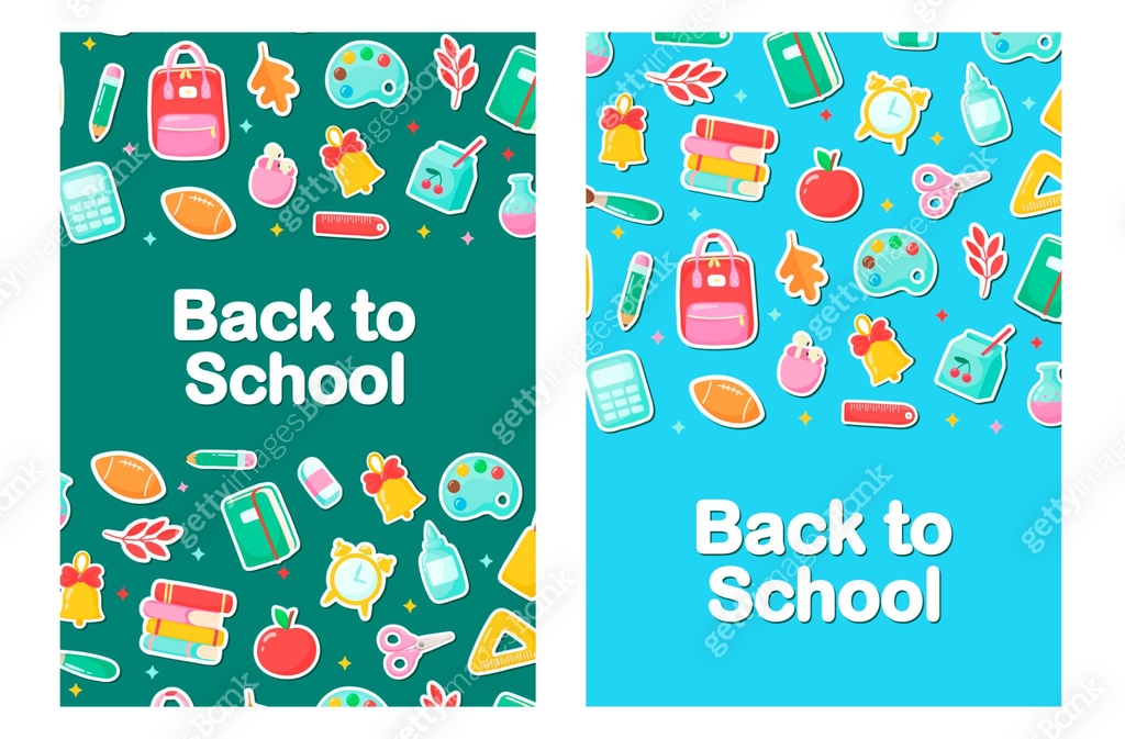 banner back to school. school subjects stickers. cartoon style. 이미지 ...