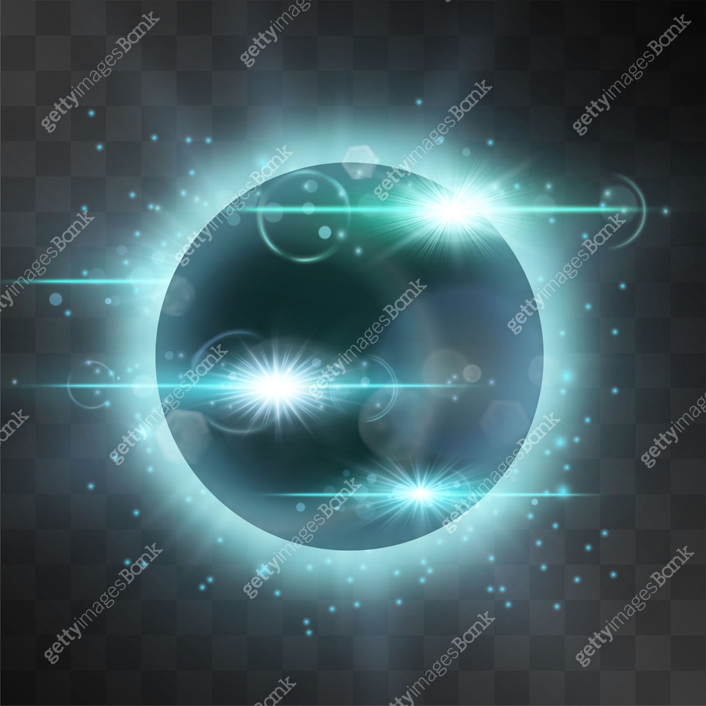 Miracle Light Rays Eclipse miracle glowing vector blue illumination effect, stream rays ...