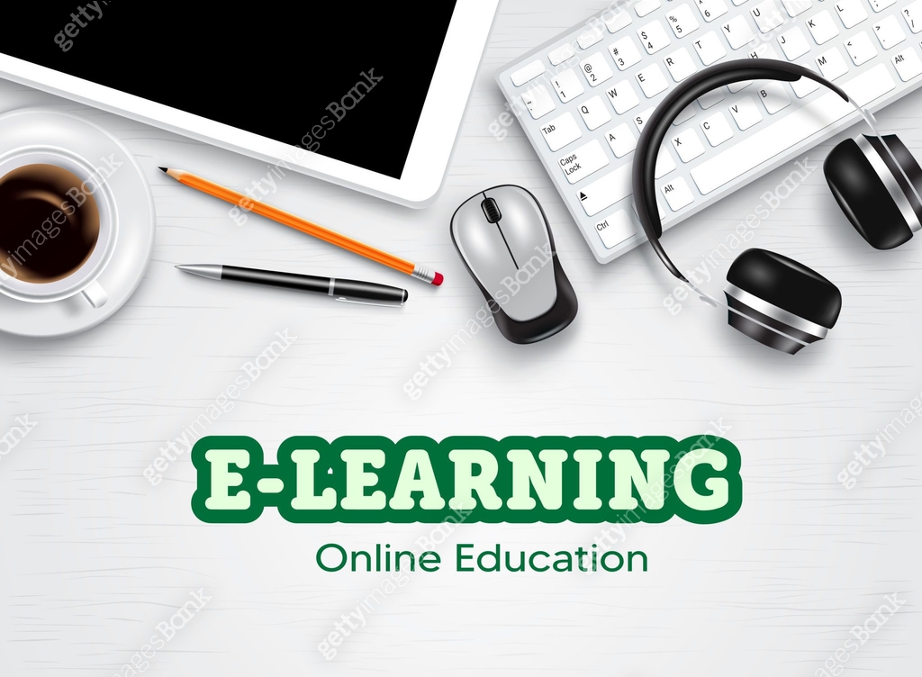 Elearning Text Frame E-learning education vector background design. Online education ...