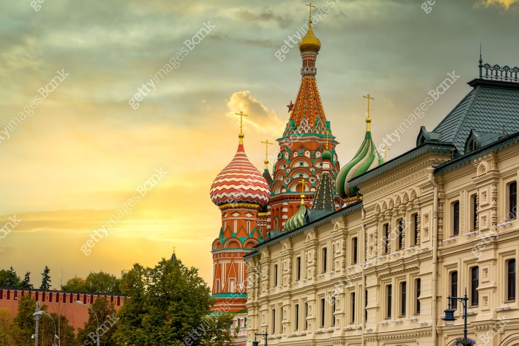 St. Basil's Cathedral ancient architecture on Red Square in Moscow ...