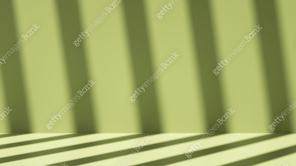 3d render, simple abstract green background with shadows and bright ...