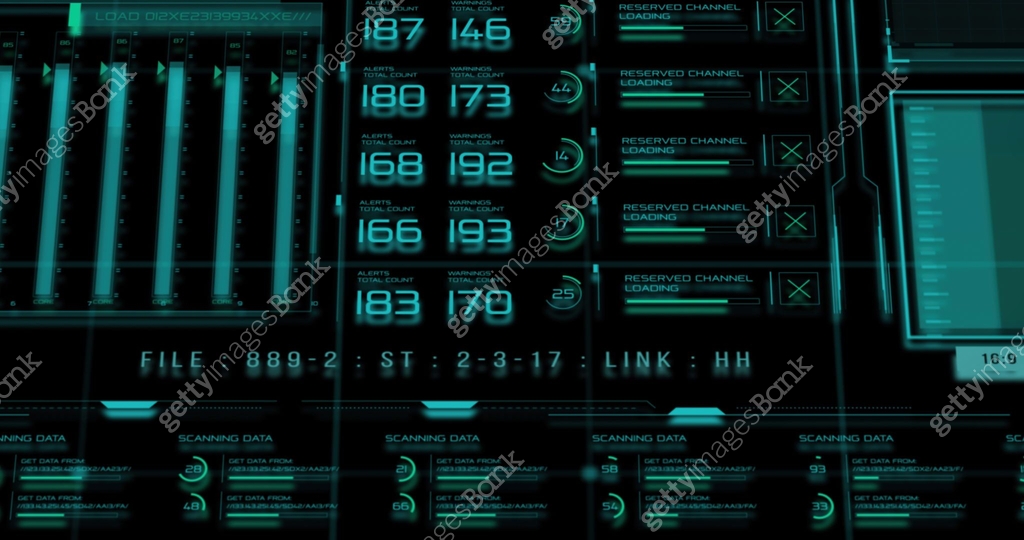 Computer futuristic digital software HUD interface with real-time ...