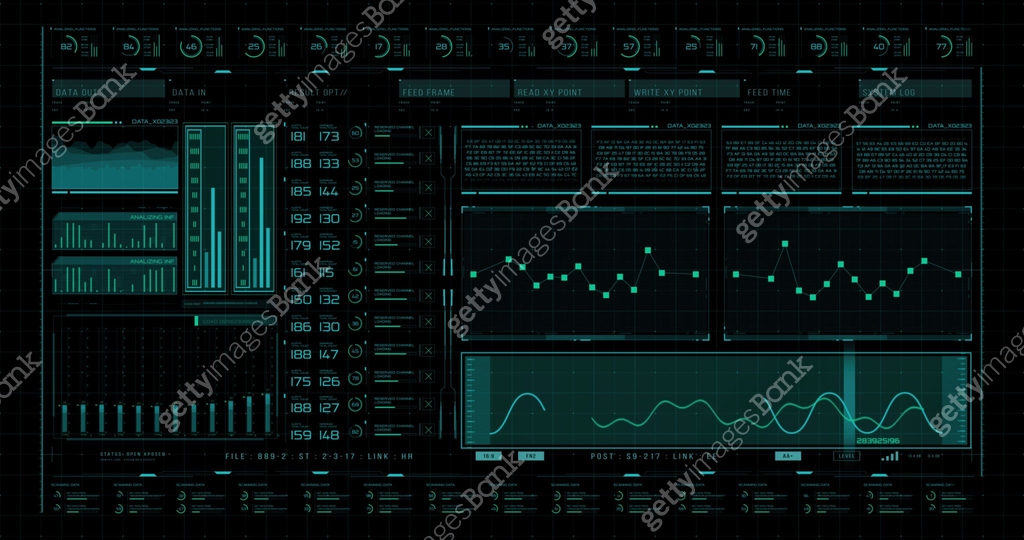 Computer futuristic digital software HUD interface with a system for ...
