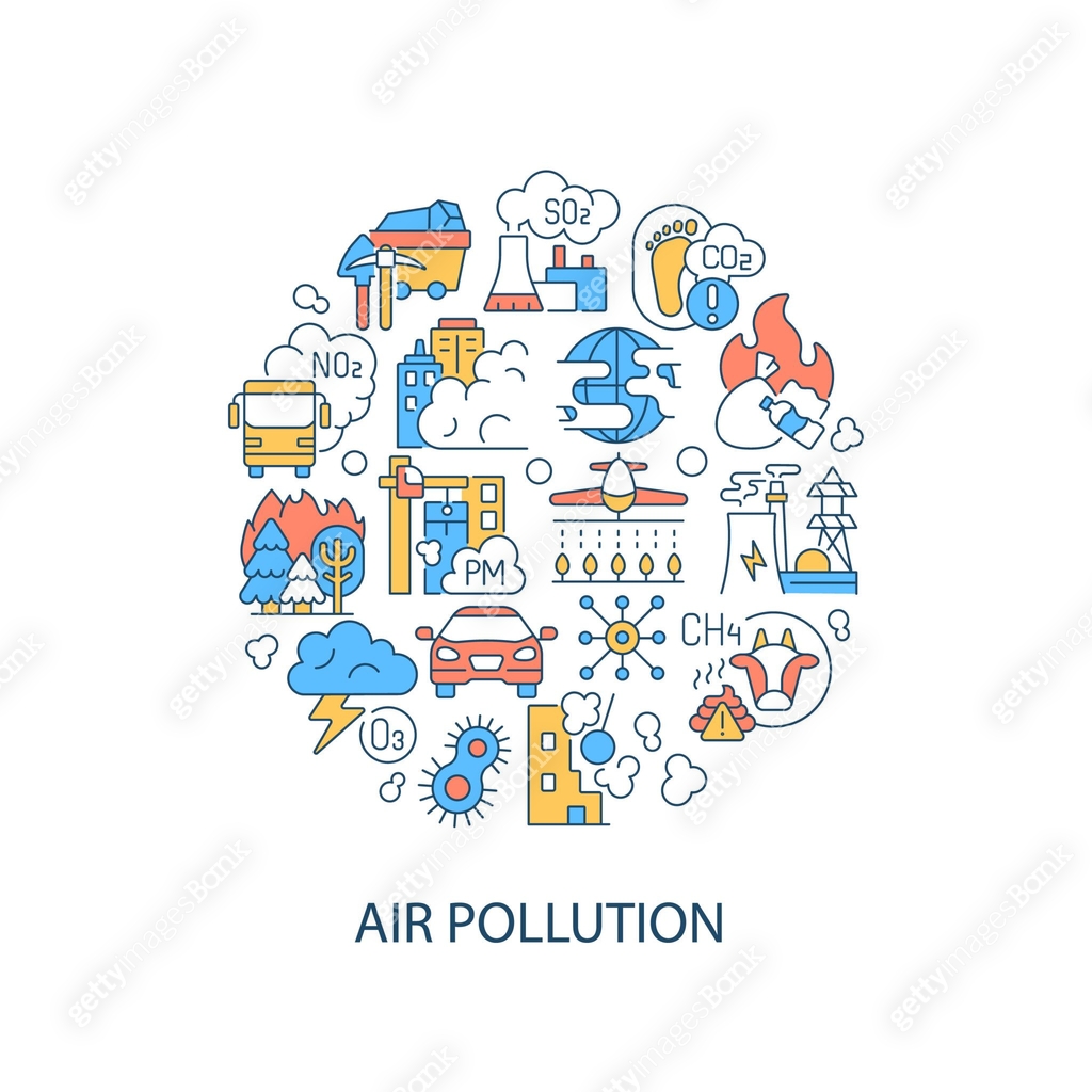 Pollution Color Air pollution abstract color concept layout with headline 이미지 ...