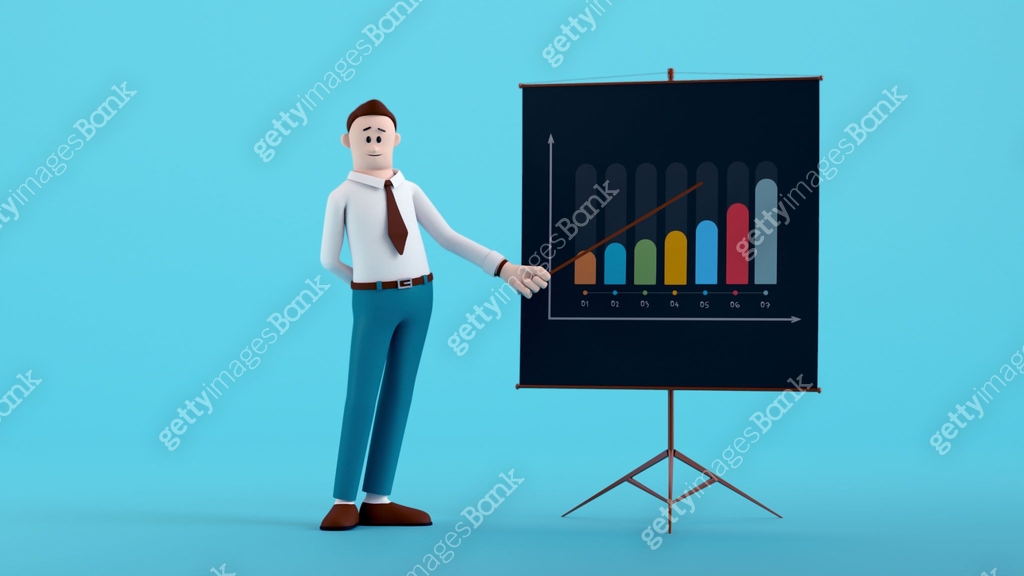 Business man stand presentation with graph board. 이미지 (1338844420) - 게티 ...