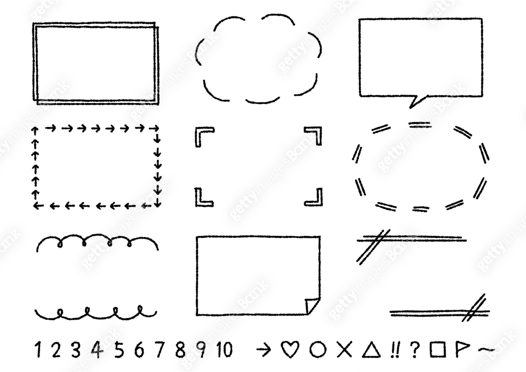 Kawaii handwriting style rectangular frame set (bumpy lines) 이미지 ...