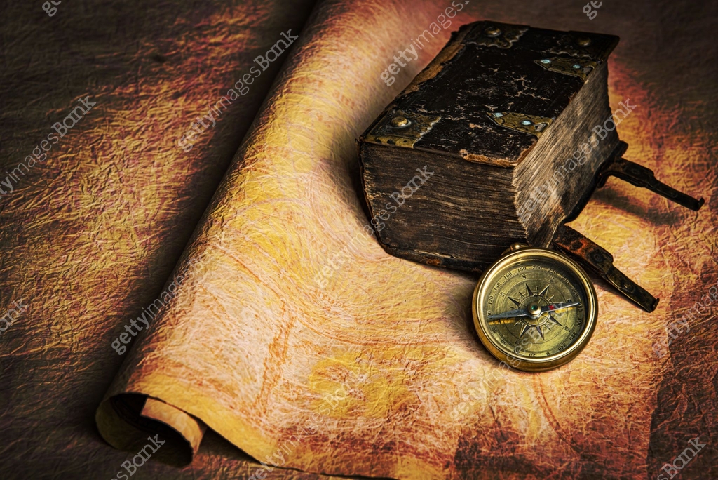 Outdated And Rotten Books Ancient rotten book and compass on an old parchment 이미지 (1337787379 ...