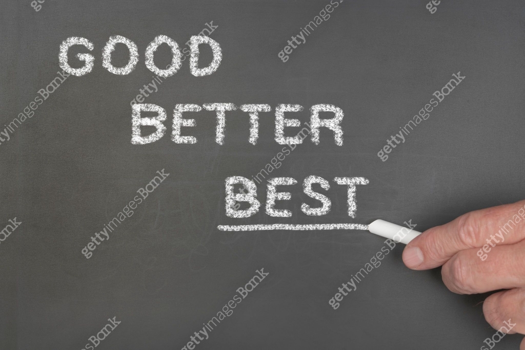 Good, better and best on chalkboard 이미지 (1345903544) - 게티이미지뱅크