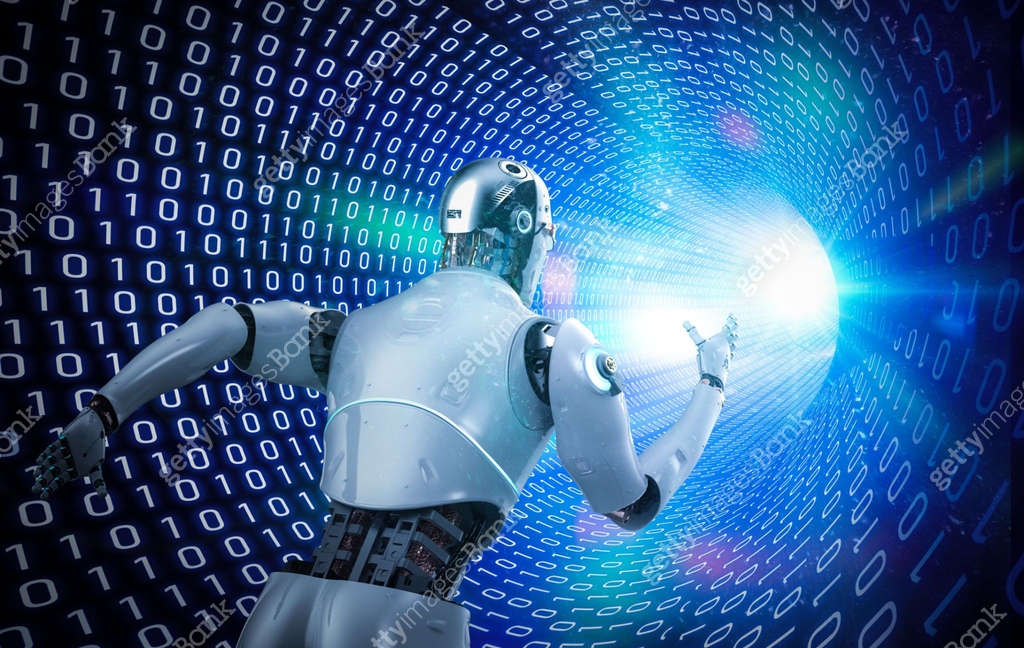 Technology Run Fast speed technology concept with 3d rendering robot running 이미지 ...