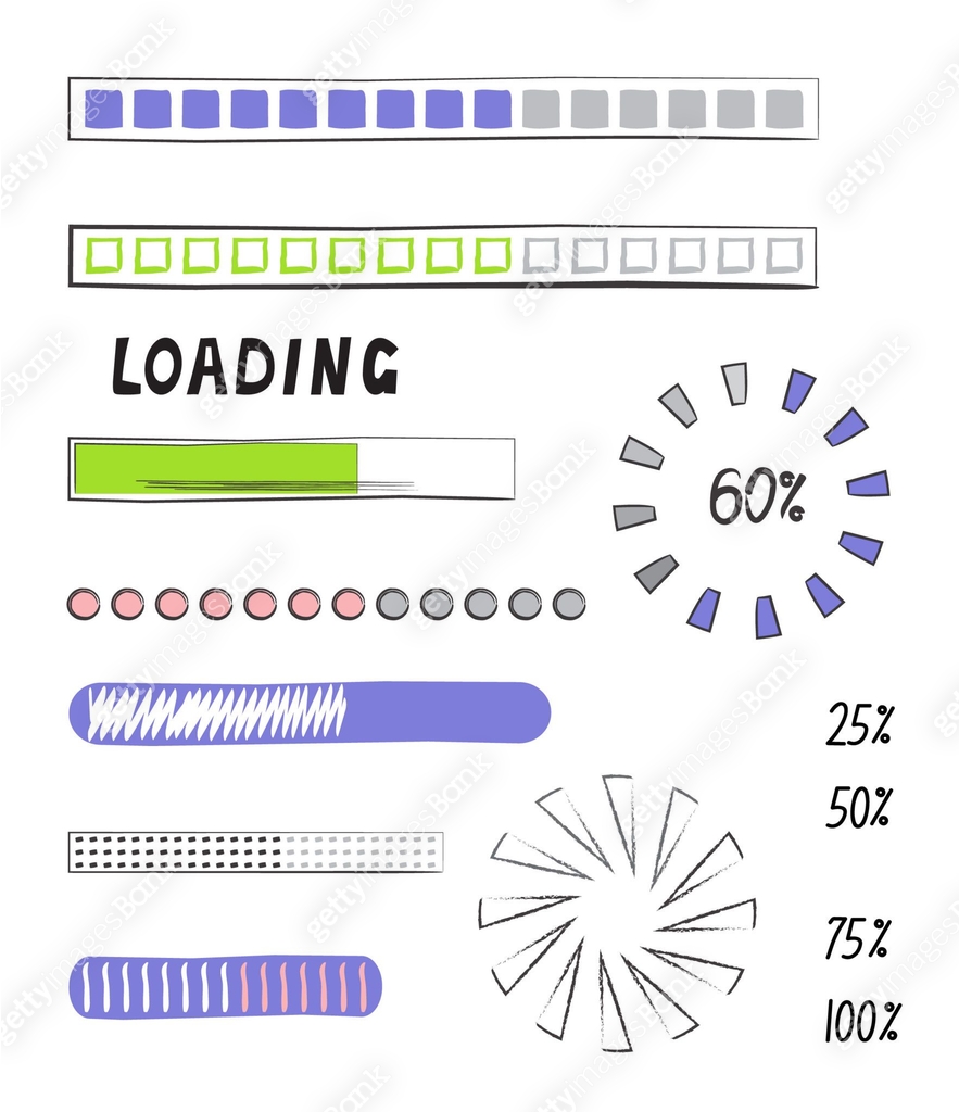 Loading progress bar vector style in doodle style. Updated progress ...