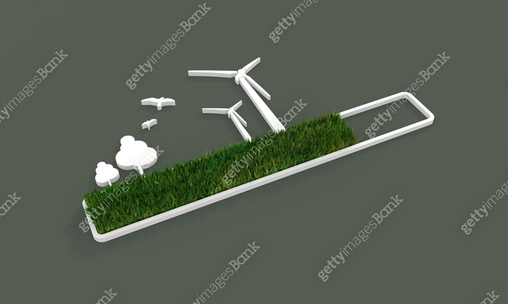 Progress or loading bar with trees and wind turbine 이미지 (1346754806 ...