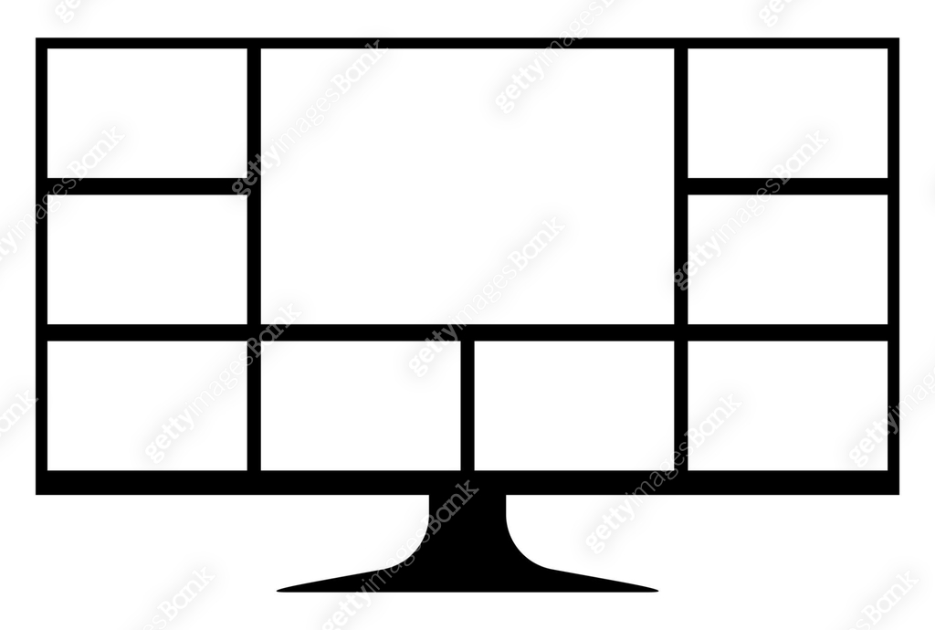 computer screen with collage grid template gadget, computer screen for ...