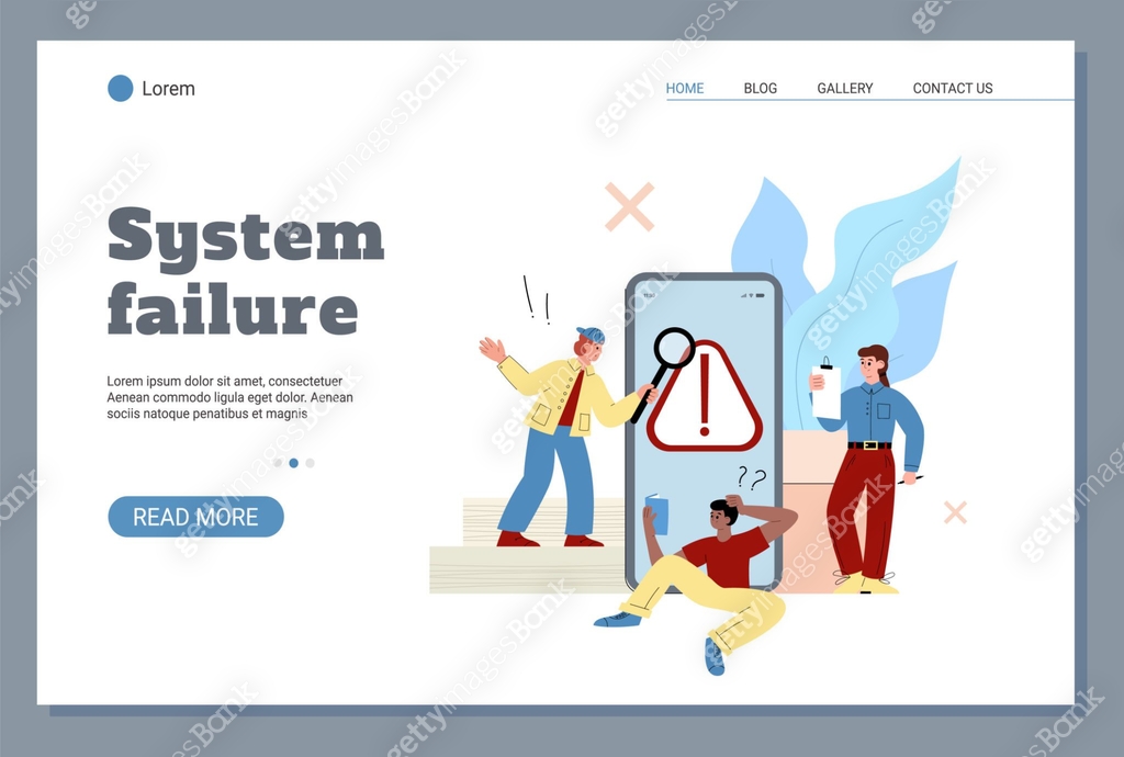 Mobile app operating system error web banner mockup, flat vector ...
