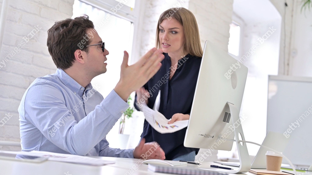 Angry Creative Team Arguing about Documents in Office 이미지 (1345079294 ...
