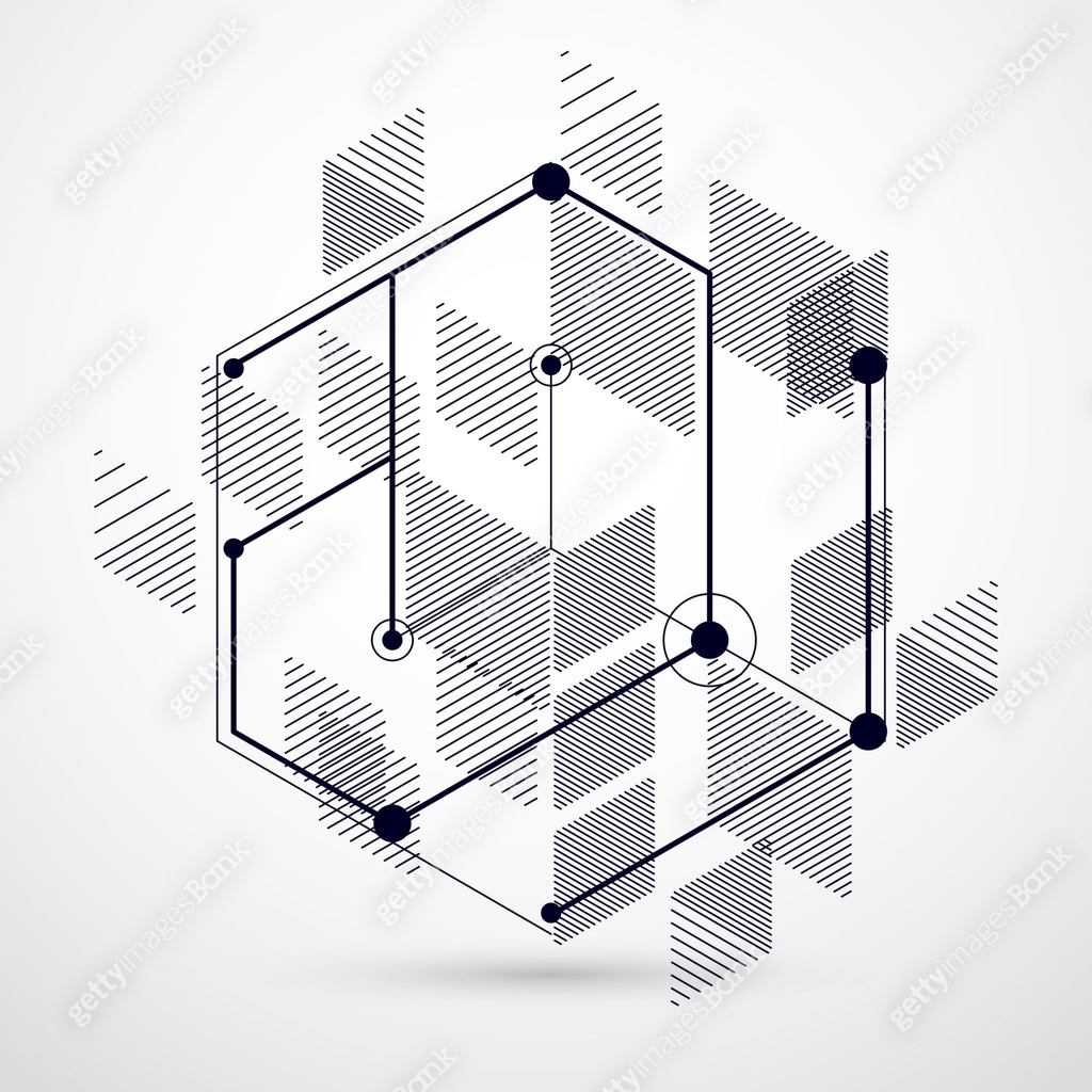 Trendy geometric vector pattern, textured abstract cube mesh black and ...