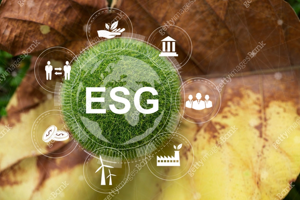 ESG Environmental, social, and corporate governance concept.Green ball ...