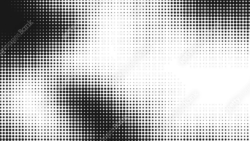 abstract gradiation of halftone pattern in black and white monochrome ...