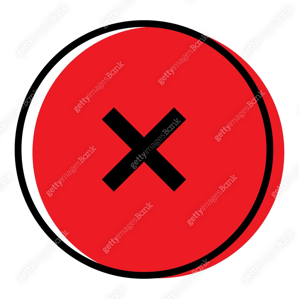Error icon in circle. Red and black error symbol. Reject sign. Cross ...