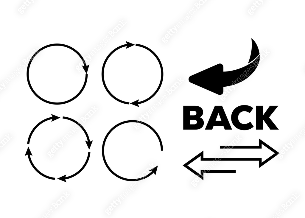 Rotating, circular, cyclic arrows. Recurrence sign. Flip over or turn ...