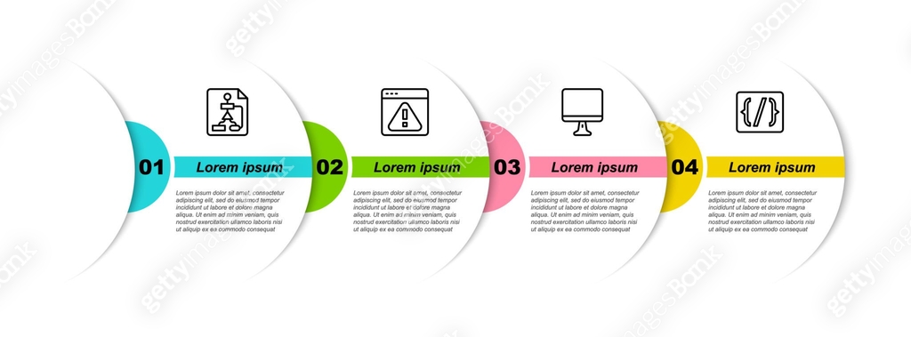 Set line Flowchart, Browser with exclamation mark, Computer monitor ...