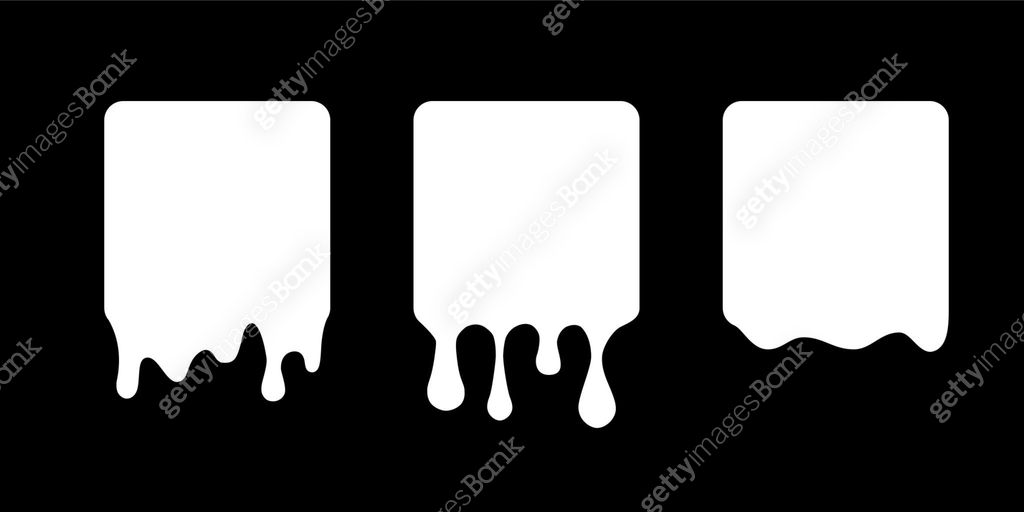 Paint drip icons set, splash of black ink square drop, liquid blobs ...