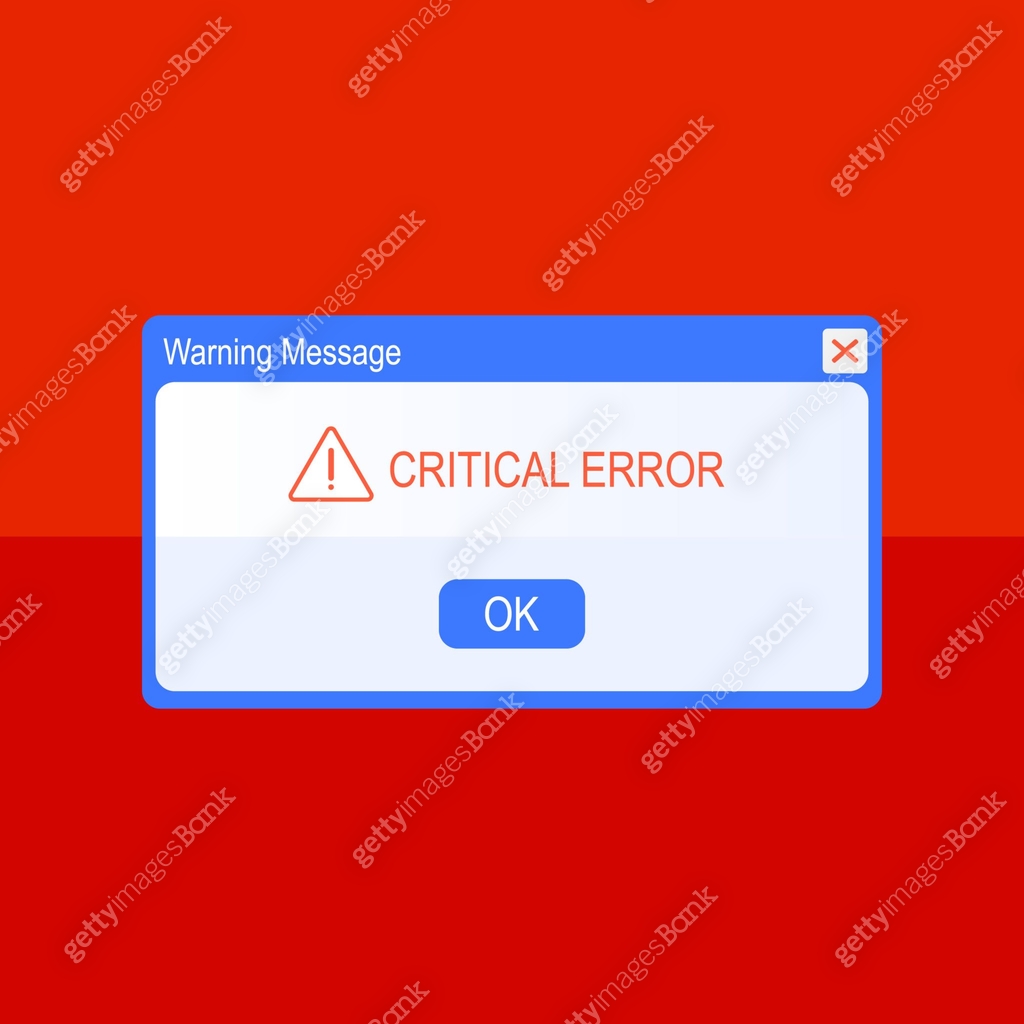 Vector Warning Error Pop Up Window on Bright Red Background, Flat ...
