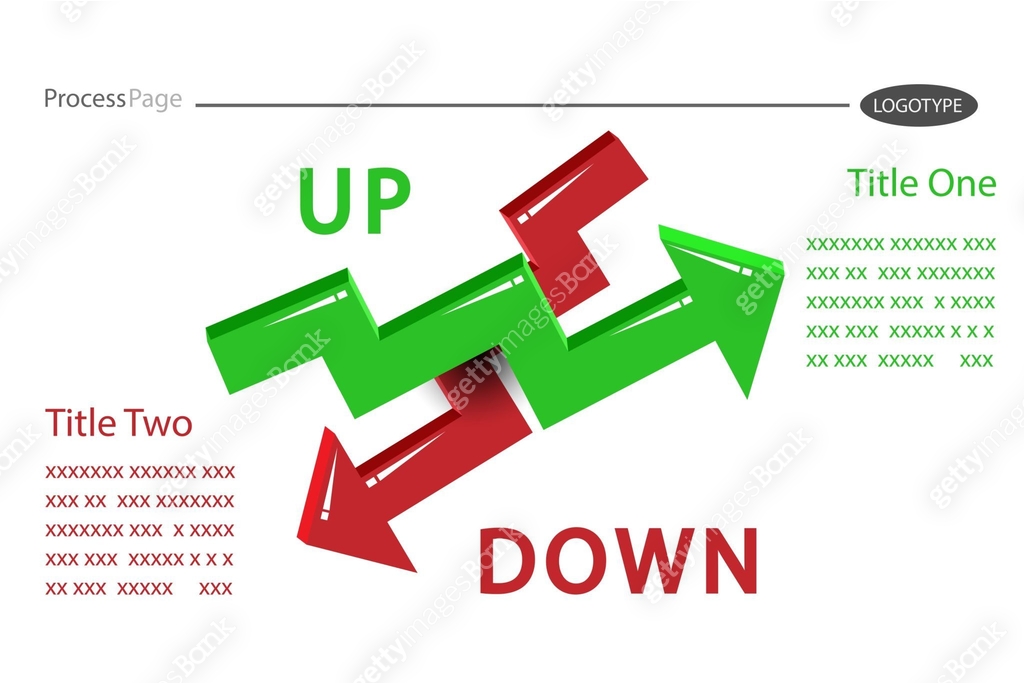 Arrow up and down arrow diagram slide template. 이미지 (1362290668) 일러스트 ...