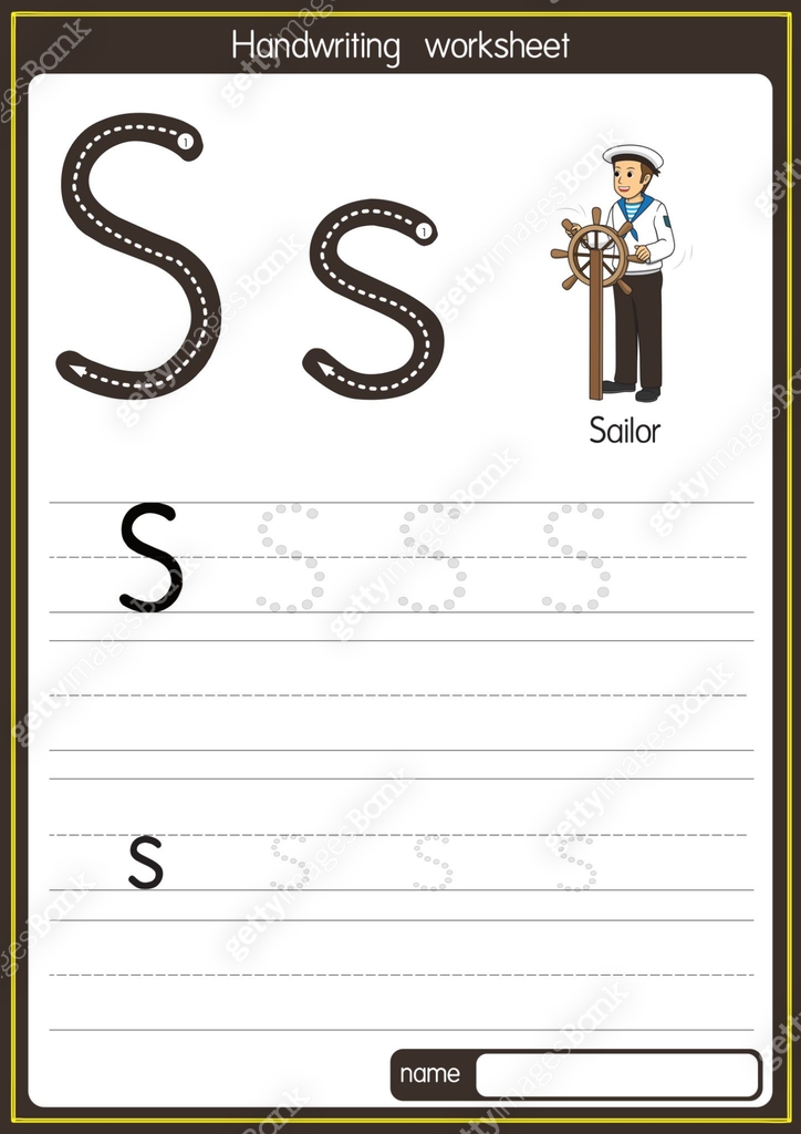 Vector illustration of Sailor with alphabet letter S Upper case or ...