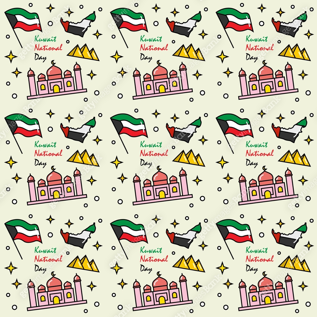 Kuwait Pattern Maroon Kuwait National Day doodle seamless pattern vector design 이미지 ...