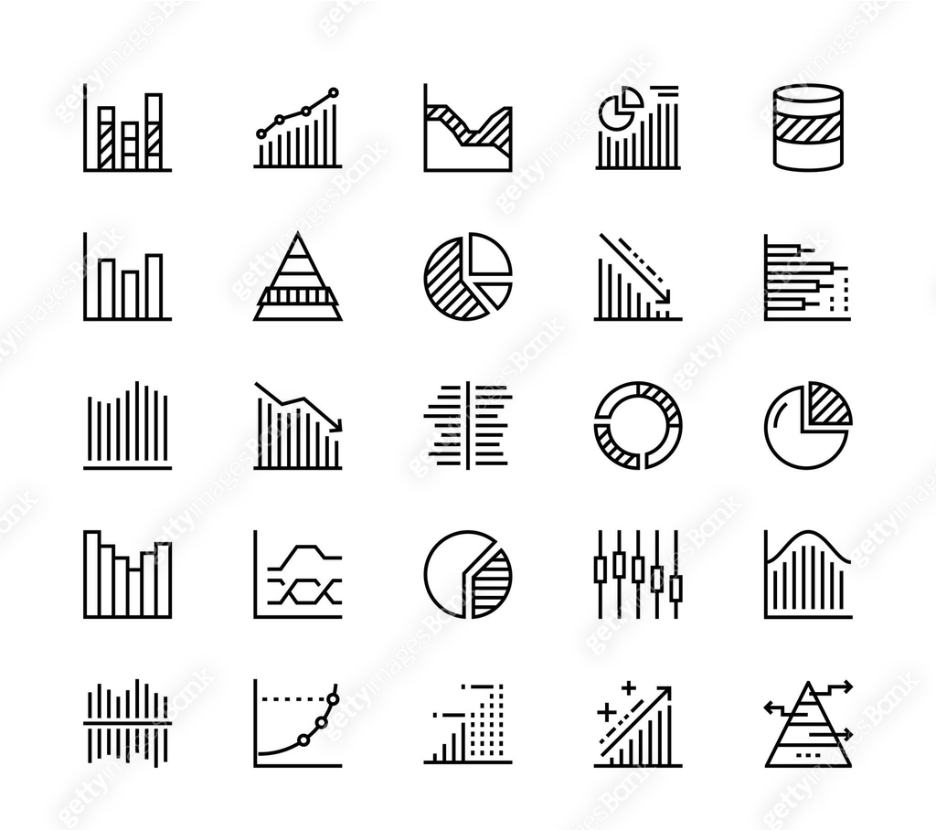 Graph and diagram icons 이미지 (1370353598) 일러스트, 무료 일러스트, 아이콘, 무료 아이콘 ...