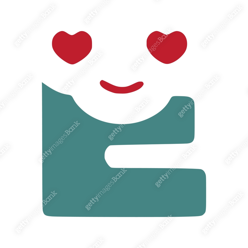 Letter e in love is a cute smiley in doodle style 이미지 (1371458160) 일러스트 ...