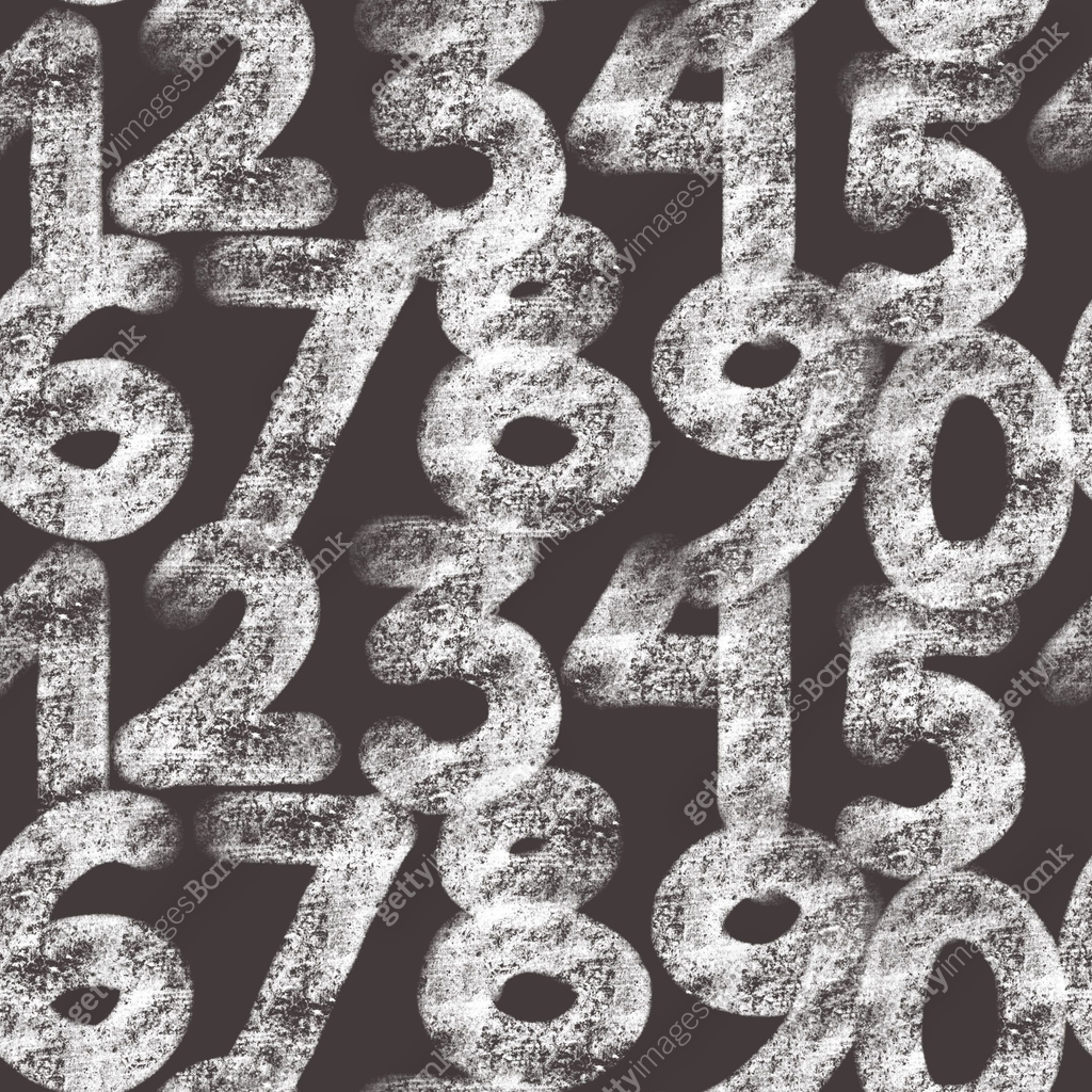 Seamless pattern with numbers distributed in order. Drawn digits in ...