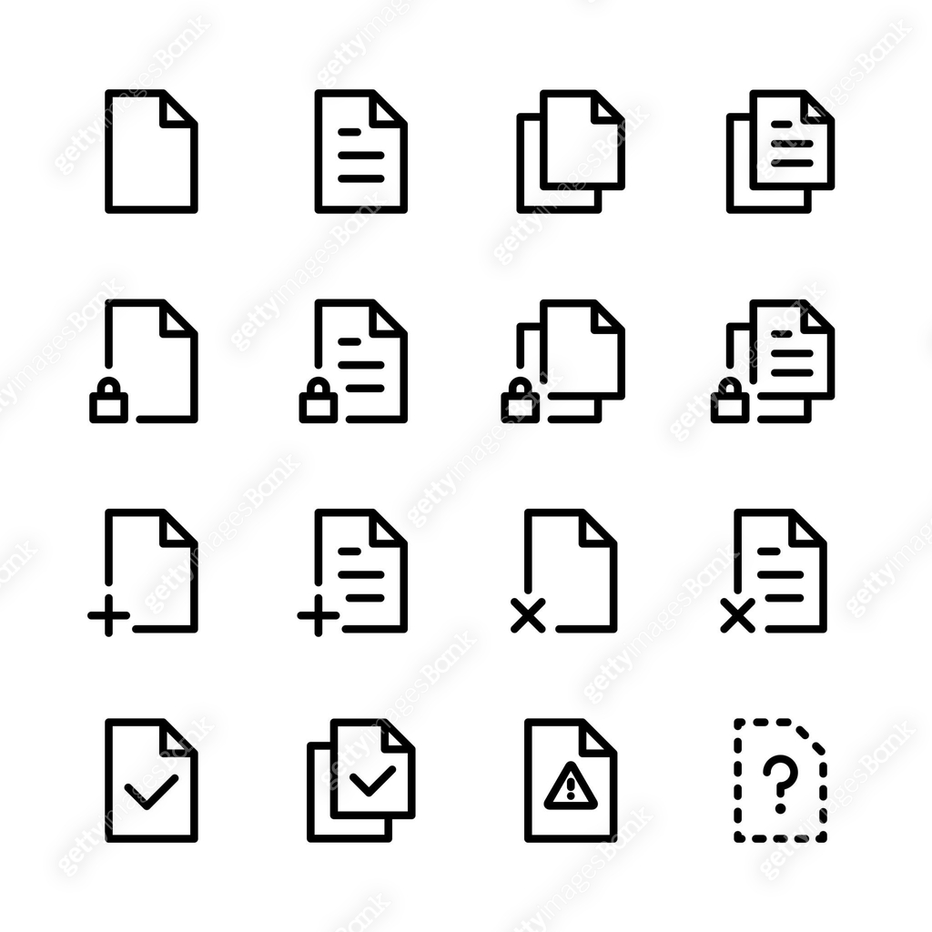 Set of icons for various files; Multiple files, copies, adds, deletes ...