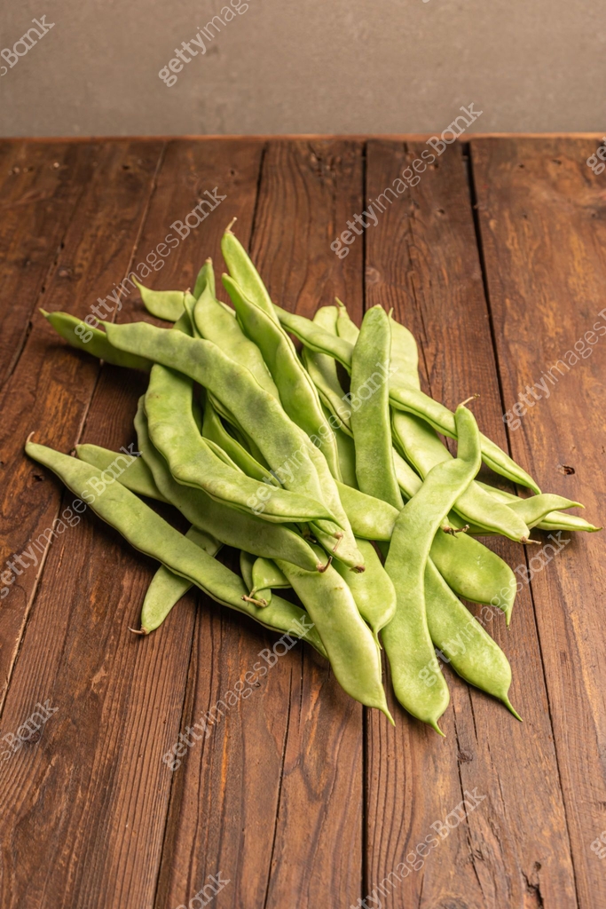 Raw green beans closeup. Fresh green bean also known as french beans ...