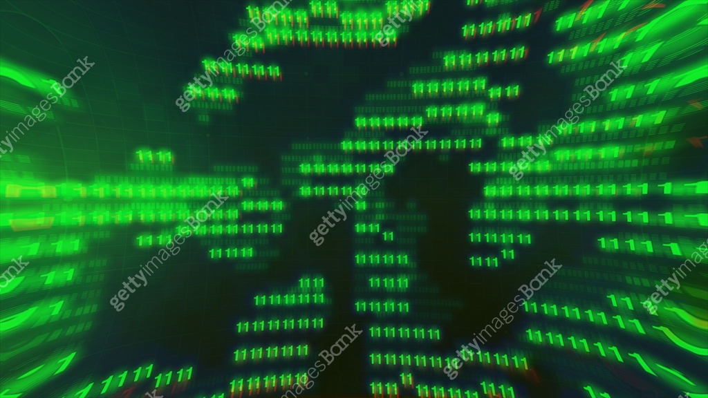 Color bytes of binary code flying through 이미지 (1389301306) 일러스트, 무료 ...