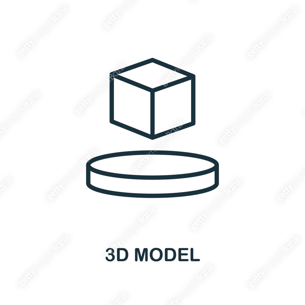 3D Model icon outline style. Thin line creative 3D Model icon for logo ...