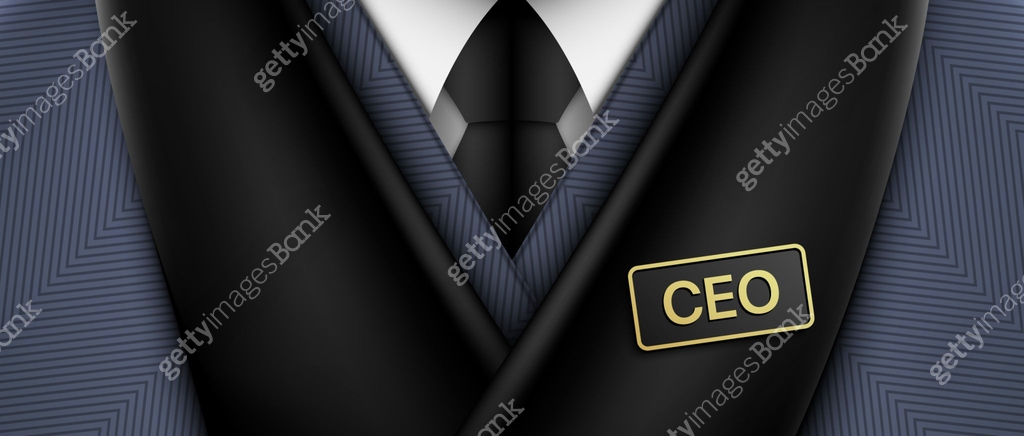 Person dressed in a blue costume with a black scarf and tie and a CEO ...