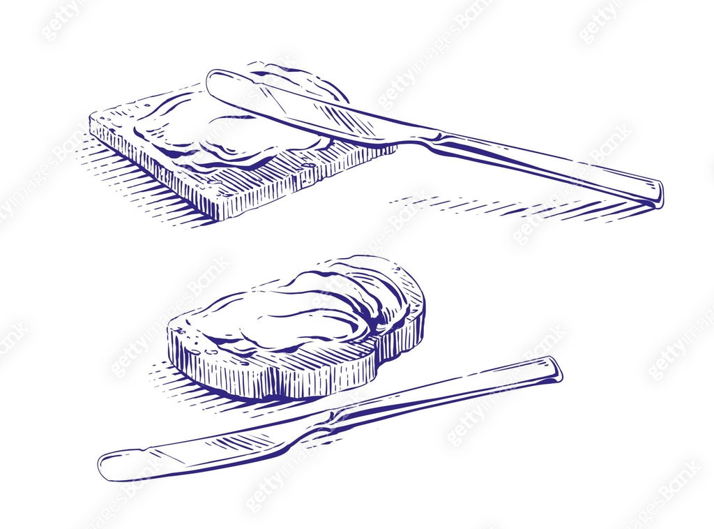Butterbread Drawung butter hand drawing sketch engraving illustration style 이미지 (1392010670 ...