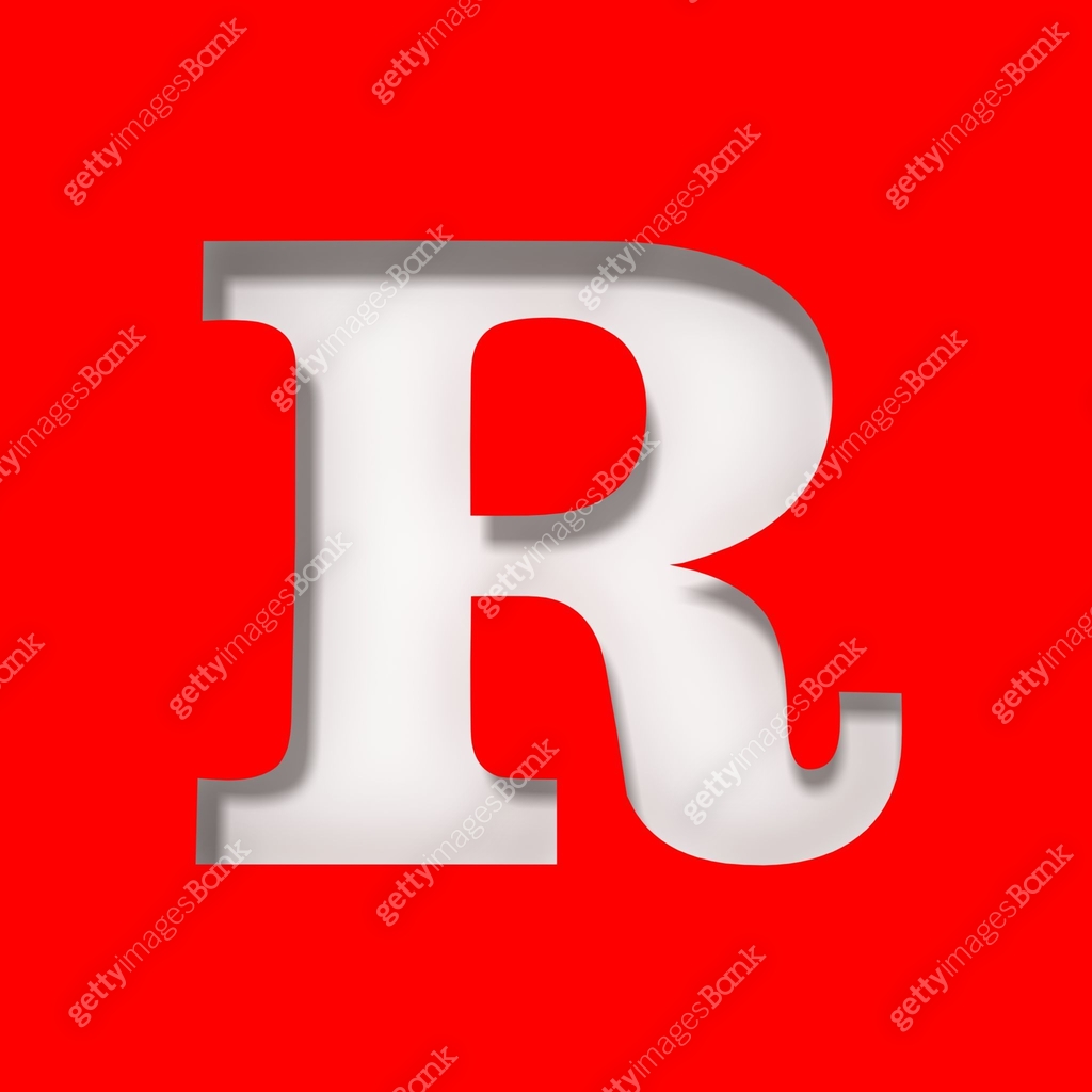 R letter white sign capital letter cut out stencil design 3d rendering ...