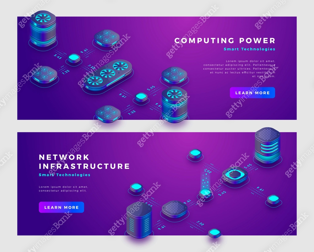 Computing power and database concept banner template. 이미지 (1390041804 ...