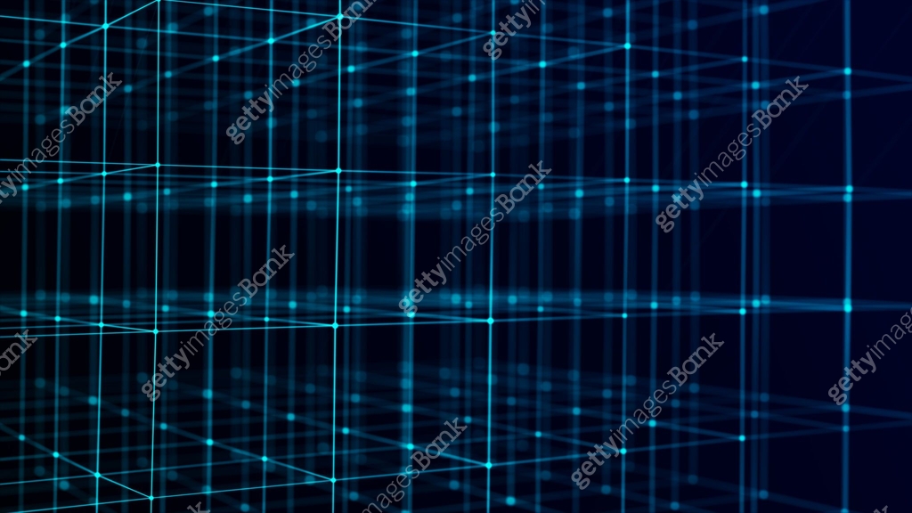 Technology blockchain concept. Dynamic movement of a digital data ...