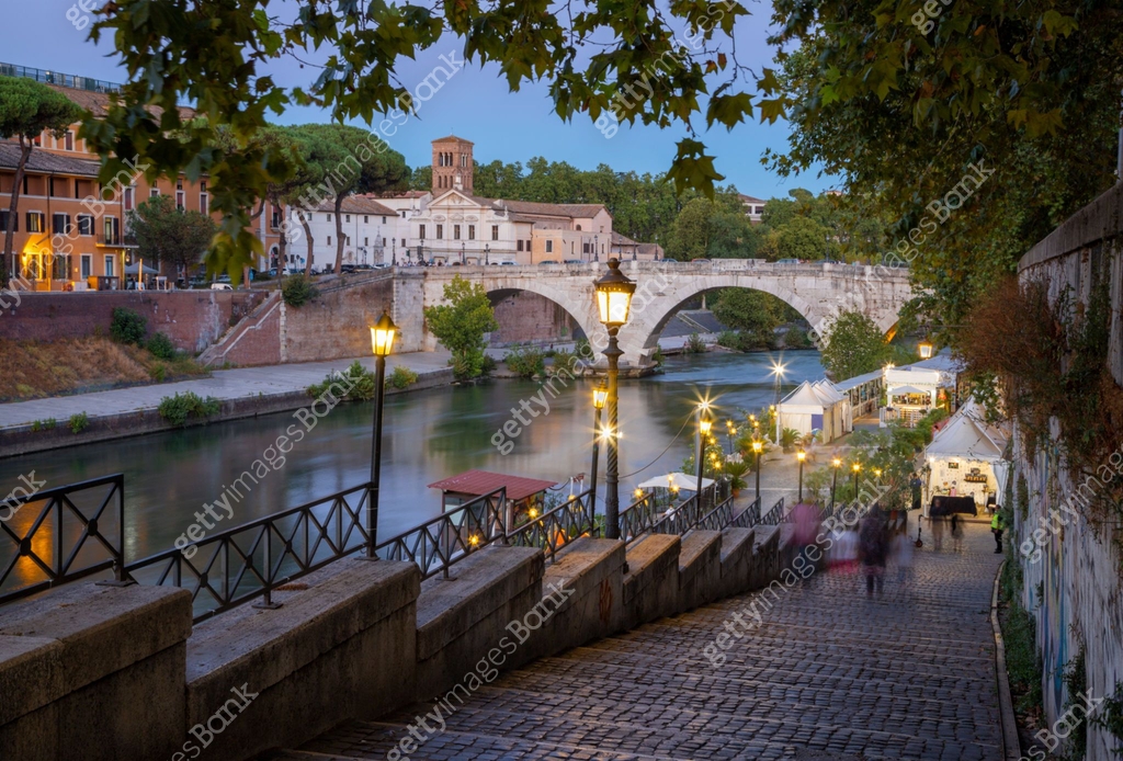 Isola In Rome Rome - The Isola Tiberiana - Tiberian Island with the Ponte Cestio ...