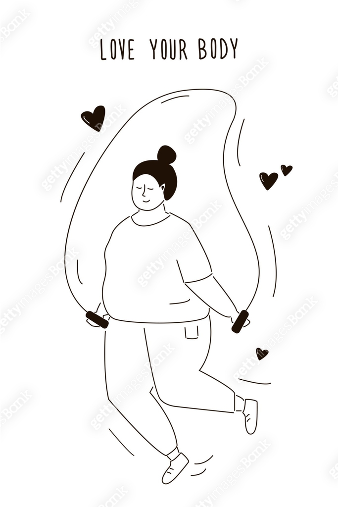 Love your body. Woman who leads healthy lifestyle. Body positive girl ...