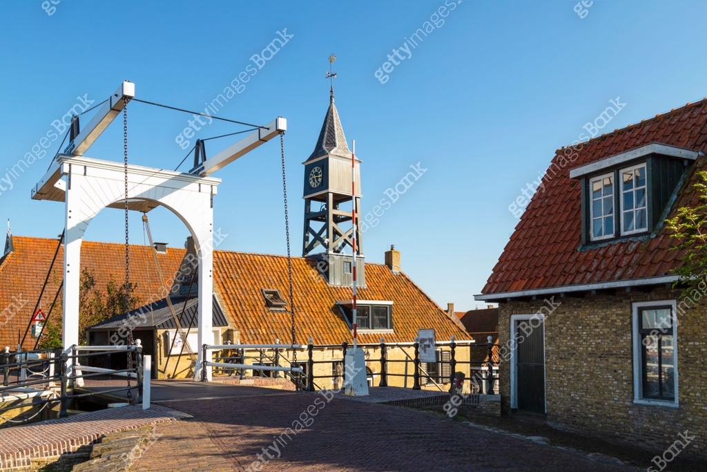Drawbridge Lock Drawbridge and clock tower at the lock in the picturesque town of ...