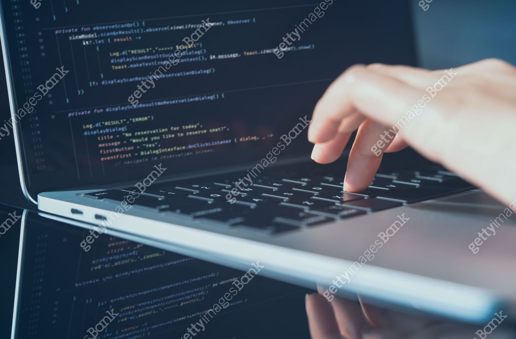 Software technology development concept. Software engineer coding ...